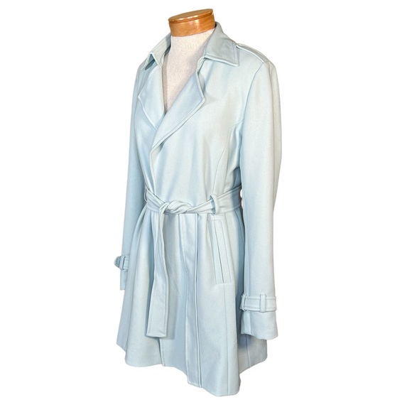 Tahari Trench Style Belted Textured Mint Blue Coat Size Medium EUC - Picture 13 of 13